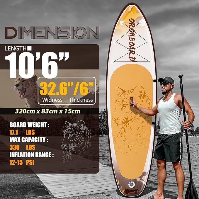 10’6/11’6 Inflatable Stand Up Paddle Board with Premium Paddleboards Accessories, Wide Stable Designed SUP Paddleboard for Adults & Youth.-StrideForce Fitness