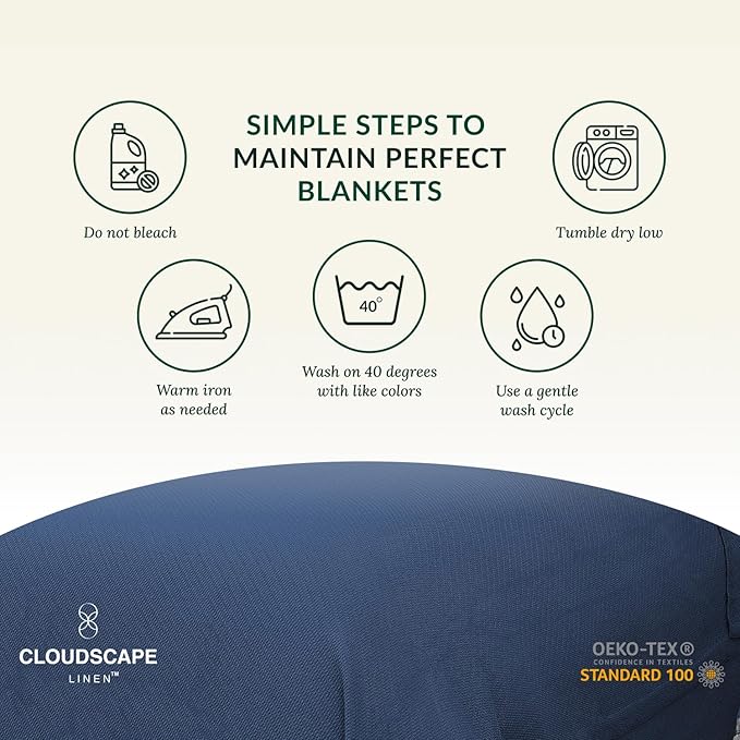 Cloud Scape Linen Herringbone Cotton Throw Blanket for Couch, Bed,Sofa, Home Decor, Soft, Lightweight, All-Season Bed Blanket, 50 x 70,Ensign Blue-StrideForce Fitness