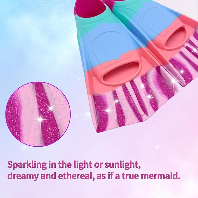 Kids Swim Fins,Short Kids Fins Youth Swimming Flippers for Lap Swimming Training for Children Girls Boys Beginners-StrideForce Fitness