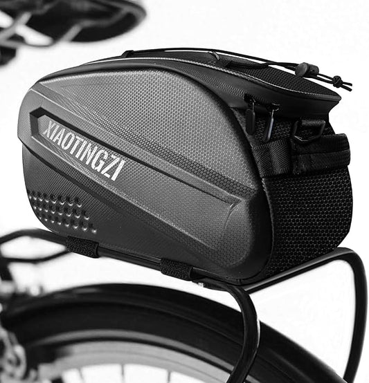 Bicycle Back Seat Bag, Double Layer Waterproof, Zipper, Bicycle Trunk Bag, 9.6L Capacity Waterproof Back Seat Carrier Cargo Bag with Straps and Rain Cover for Cycling-StrideForce Fitness