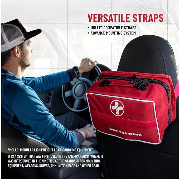 Surviveware 238 Pcs Comprehensive Premium Survival First Aid Kit - Medical Emergency Kit for Travel Camping Gear, Home Essentials & Outdoor Emergencies - HSA & FSA Eligible Survival Kit-StrideForce Fitness
