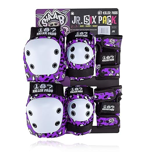 187 Killer Pads Six Pack Pad Set, Elbow Pads, Knee Pads, and Wrist Guards - Ideal for Skateboarding, Roller Skating, and Inline Skating-StrideForce Fitness