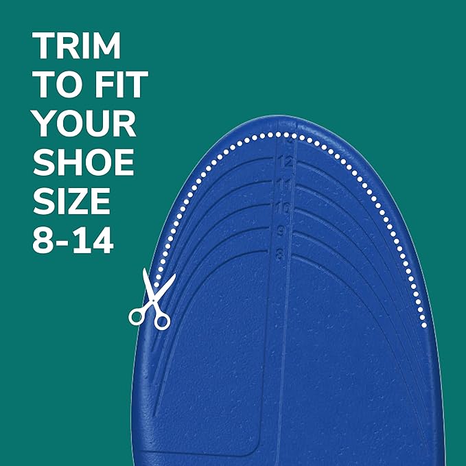 Dr. Scholl's Prevent Pain Protective Insoles, Protect Against Foot, Knee, Lower Back Pain, Promote Foot Health & Wellness, Trim to Fit Insert, Men Shoe Size 8-14, 1 Pair-StrideForce Fitness