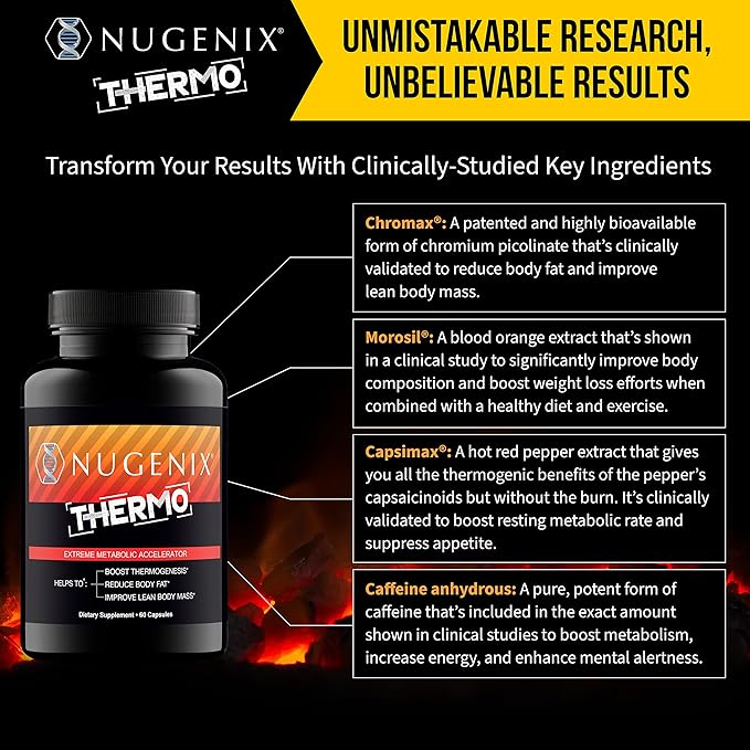 Nugenix Thermo - Thermogenic Fat Burner Supplement Pills for Men, Extreme Metabolic Accelerator, 60 Count-StrideForce Fitness
