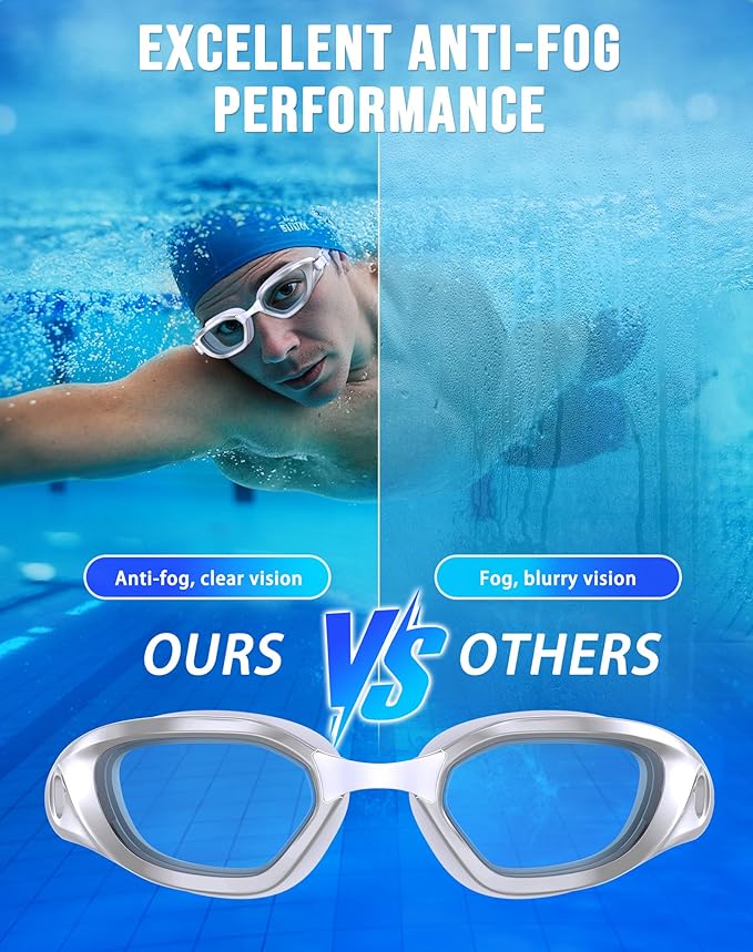Swim Goggles, Unisex Adult Swimming Goggles Anti Fog Anti UV No Leakage Wide View for Men Women Youth-StrideForce Fitness
