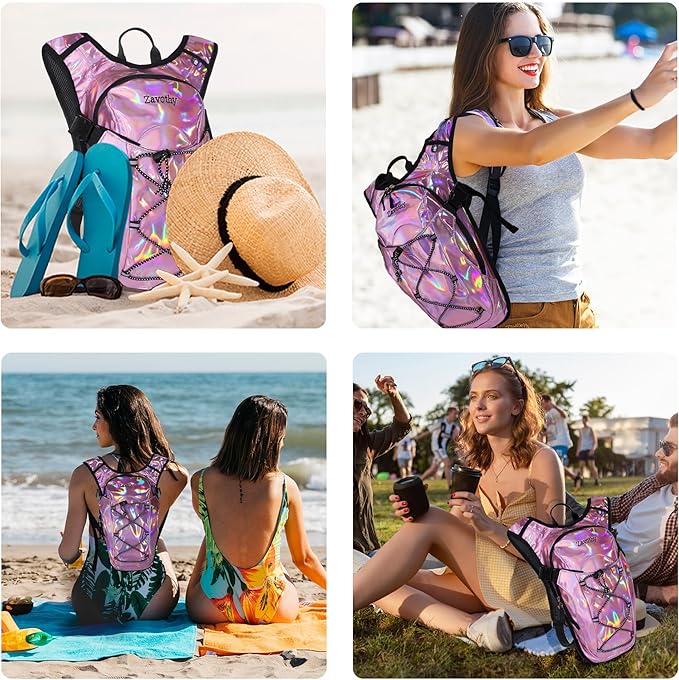Reflective Hydration Backpack, Hydration Pack - Water Backpack with 2L/3L Hydration Bladder, Essential for Festivals - Rave Hydration Pack for Hiking, Running, Cycling, and Festivals-StrideForce Fitness