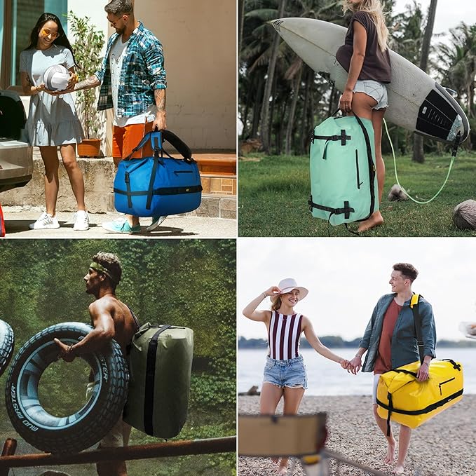 MIER Large Waterproof Duffel Bag Rolltop Dry Backpack Duffle Bags for Kayaking, Rafting, Boating, Swimming, Camping, Travel, Gym, Beach, 60L/80L-StrideForce Fitness