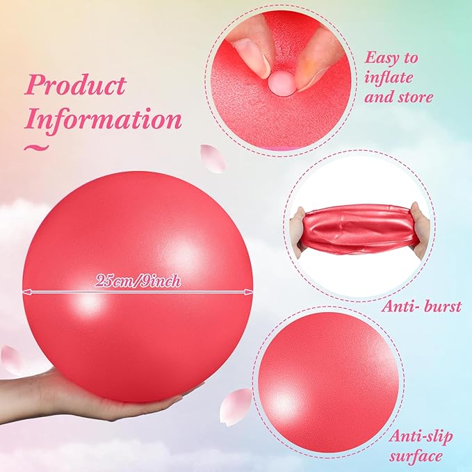 Aoriher 10 Pieces 9 Inch Exercise Pilates Ball Yoga Therapy Core Ball for Yoga Stability Barre Training Stretching Physical Posture Training Gym-StrideForce Fitness