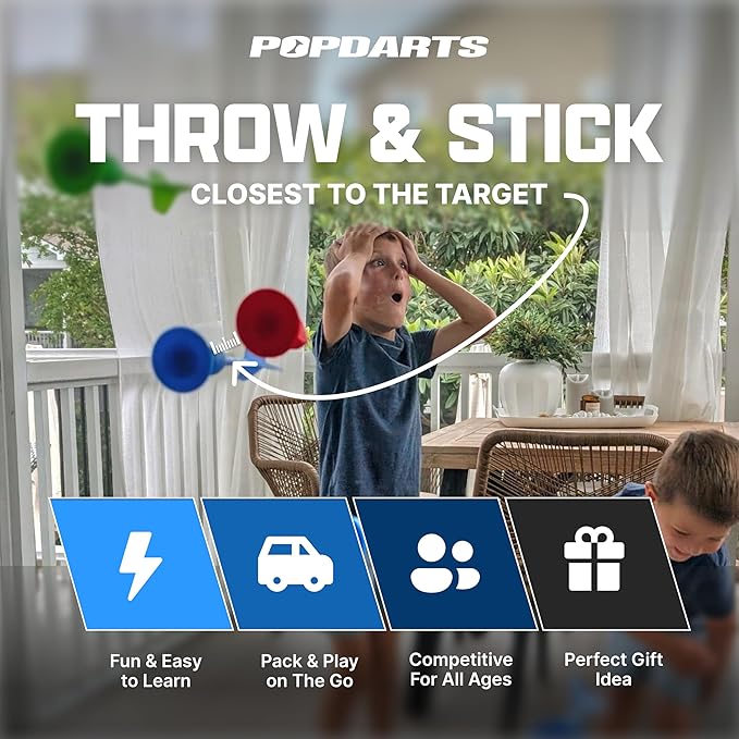 Popdarts Game Rookie Pack – Beginner-Friendly Suction Cup Dart Game for Kids, Families, and New Players | Indoor & Outdoor Target Toss Game | Fast Setup, Durable, Simple Rules, and Fun for All Ages!-StrideForce Fitness