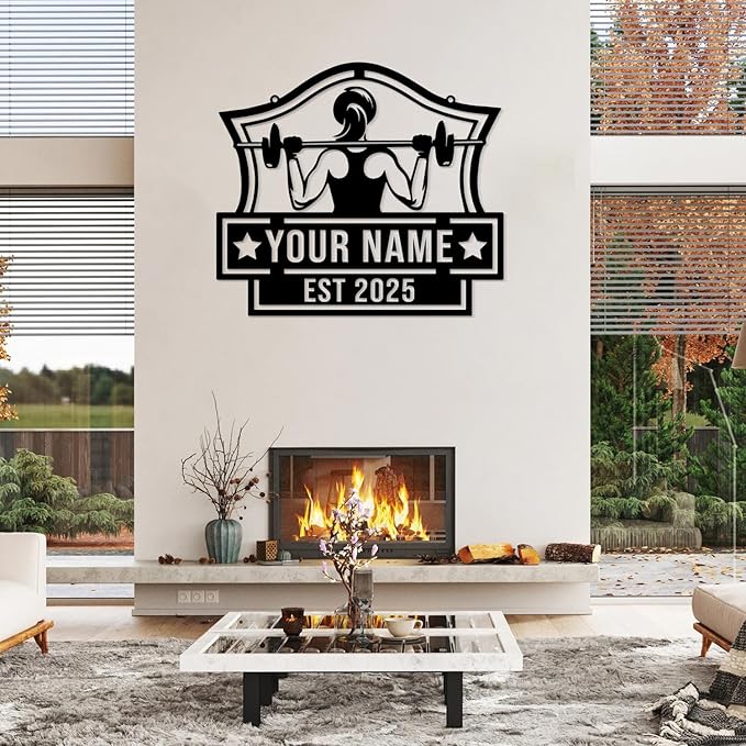 Personalized Metal Gym Sign, Custom Fitness Metal Wall Decor, Body Builder Lovers Gift, Gym Custom Unique Metal Wall Art, fitness room decor, home gym decor, gym wall art (Style-2)-StrideForce Fitness