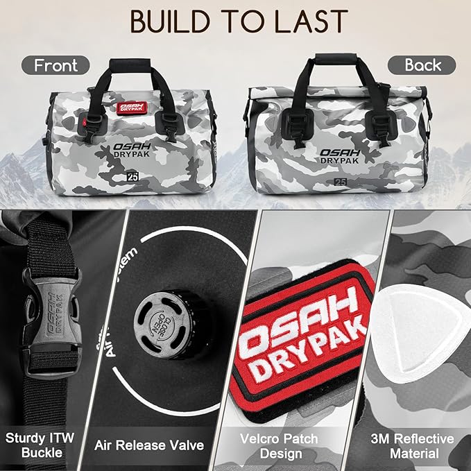 Waterproof Duffel Bag - Motorcycle Dry Bag Tail Bag with Large Storage Space, Waterproof Luggage Duffle Bags with Outer Mesh Zipper Pocket for Camping, Kayaking, Fishing & Traveling-StrideForce Fitness