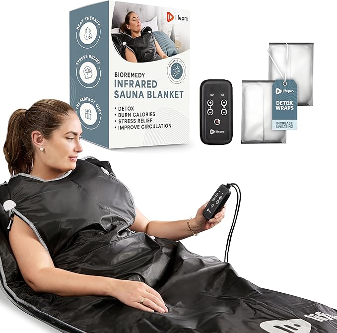 Lifepro BioRemedy Infrared Sauna Blanket – Available in 5 Colors – Portable Far Infrared Home Sauna Bag for Detox, Tension, and Relaxation – Adjustable Temp (86–158°F) & Timer – Includes Detox Wraps-StrideForce Fitness