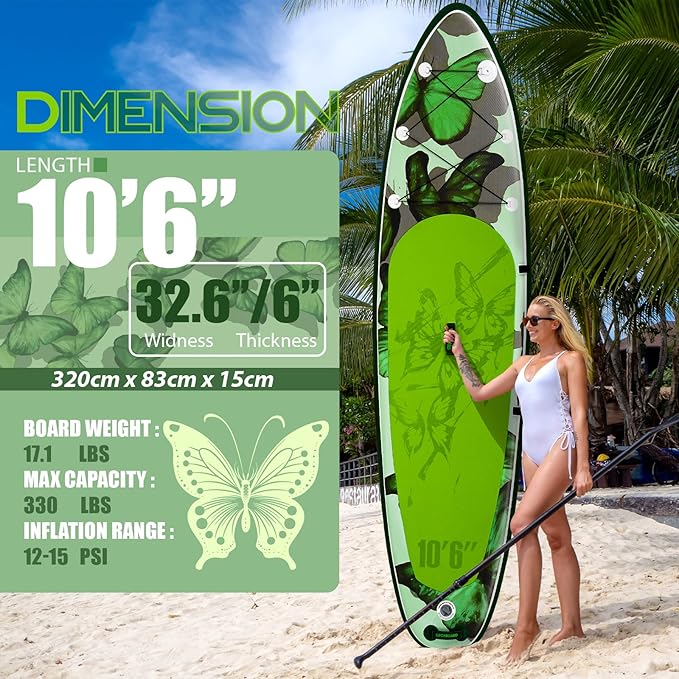 10’6/11’6 Inflatable Stand Up Paddle Board with Premium Paddleboards Accessories, Wide Stable Designed SUP Paddleboard for Adults & Youth.-StrideForce Fitness