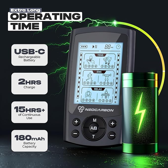 TENS Unit Muscle Stimulator, Electronic PMS Pulse Massager Machine for Shock Physical Therapy, Back Pain Relief, Shoulder Recovery, Gray-StrideForce Fitness