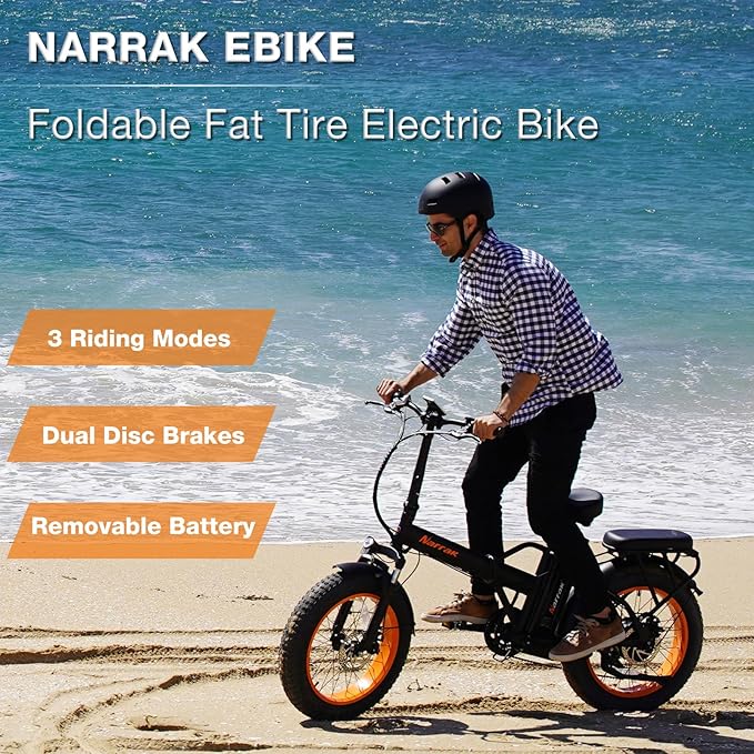 Fat Tire Folding Electric Bike, 48V & 624Wh Lithium Removable Battery, Peak 1100W Brushless Motor, Max Speed 28Mph, M5 Large LCD Display, Suspension, Step-Over/Thru Frame-StrideForce Fitness