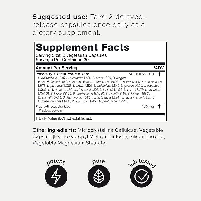 Toniiq 200 Billion CFU Probiotic Supplement 30 Verified Third-Party Tested Strains - Fully Shelf-Stable Probiotics Formula with Prebiotic Blend - Extended Release Capsules-StrideForce Fitness