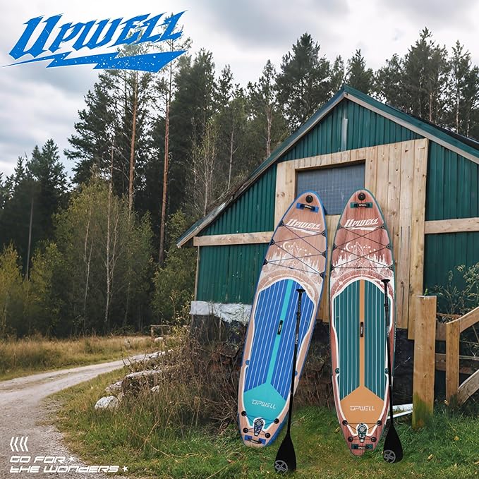 UPWELL 10'6"/11'/11'6" Inflatable Paddle Board, Stand Up Paddlboard for Youth & Adults, Stable Design, Premium SUP Accessories, Backpack, Leash, Hand Pump, Fins-StrideForce Fitness