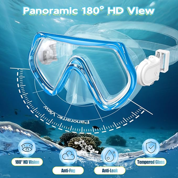 Snorkeling Gear for Kids, Kids Snorkel Set for Ages 3-14, Anti-Fog Diving Mask and Dry Top Snorkel Combo Set, Unisex Swimming Goggles-StrideForce Fitness