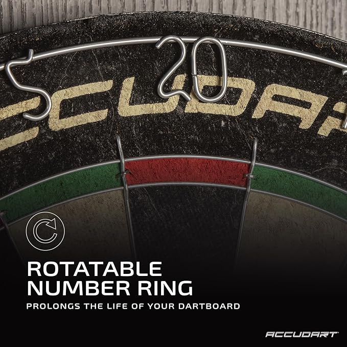 Accudart Armada Bristle Dartboard Cabinet Set - Official Size 18" x 1.5" - Self Healing Genuine Sisal - Wall Mount Cabinet Set - Round Spider Wires Reduce Bounce Outs - Rotatable Metal Number Ring-StrideForce Fitness