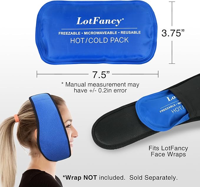 LotFancy Gel Ice Packs, 2pc Reusable Hot Cold Pack for Therapy, Heating Cooling Gel Pad, Pain Relief for Face, Head, TMJ, Wisdom Teeth, Oral Facial Surgery, Sport Injuries, Migraine, Muscle Joint-StrideForce Fitness