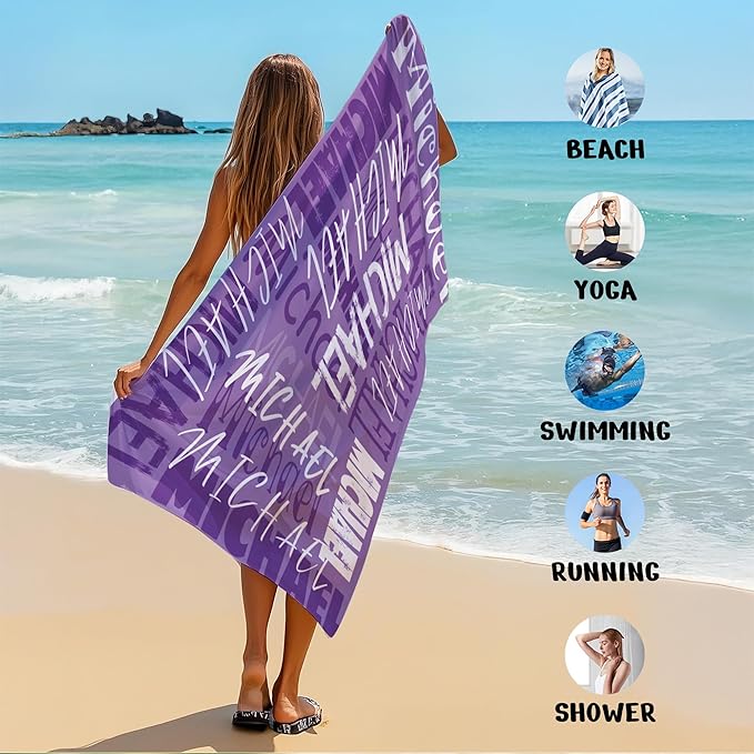JML Personalized Beach Towel with Name, Custom Beach Towel with Name, Customized Microfiber Pool Towel, Quick Dry & Absorbent Swim Towel for Adult,Anniversary, Birthday, Summer Holiday,Vacation-StrideForce Fitness