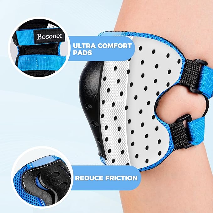 BOSONER Kids/Youth Knee Pad Elbow Pads Guards Protective Gear Set for Roller Skates Cycling BMX Bike Skateboard Inline Skatings Scooter Riding Sports-StrideForce Fitness