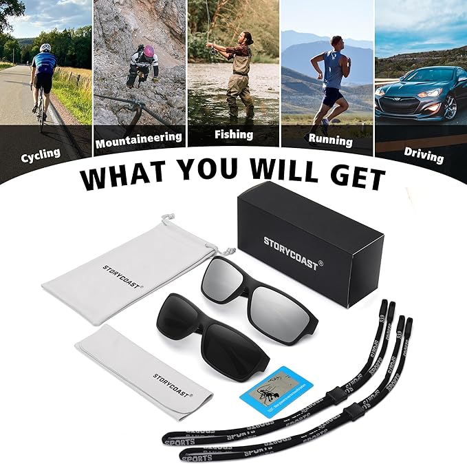 STORYCOAST Polarized Sports Sunglasses for Men Women Unbreakable Frame Cycling Fishing Driving-StrideForce Fitness