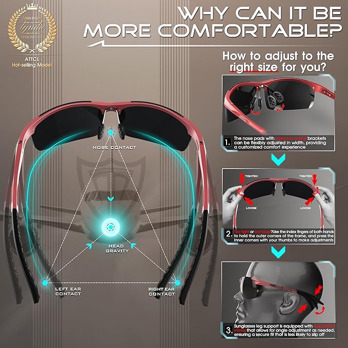 ATTCL Men's Sports Polarized Sunglasses Men for Driving running Fishing Golf - UV Protection Sun glasses Metal Frame-StrideForce Fitness