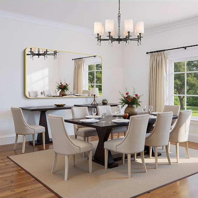 FORBATH 30x55 Inch Gold Bathroom Mirror for Over Sink, Large Rectangular Wall Mirror with Metal Frame, Rounded Corners for Bathroom, Bedroom, Entryway Decor (Horizontal or Vertical)-StrideForce Fitness