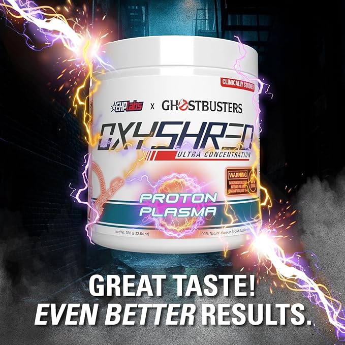 EHP Labs x Ghostbusters OxyShred Pre Workout Powder & Shredding Supplement - Preworkout Powder with Acetyl L Carnitine, Energy Boost Drink - Proton Plasma, 60 Servings-StrideForce Fitness