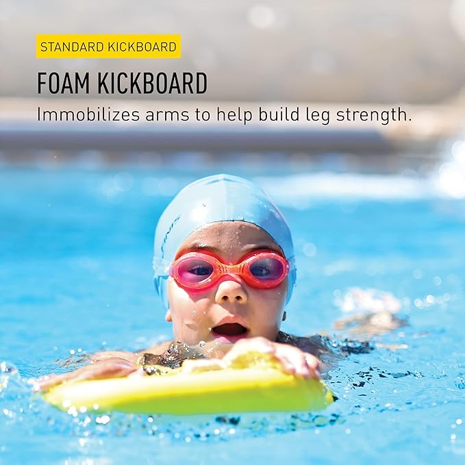 FINIS Foam Kickboard for Swim Training - Builds Leg Strength - Soft EVA Foam - Comfortable Grip - Yellow-StrideForce Fitness