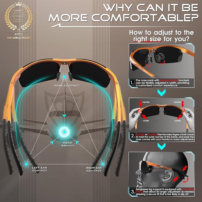 ATTCL Men's Sports Polarized Sunglasses Men for Driving running Fishing Golf - UV Protection Sun glasses Metal Frame-StrideForce Fitness