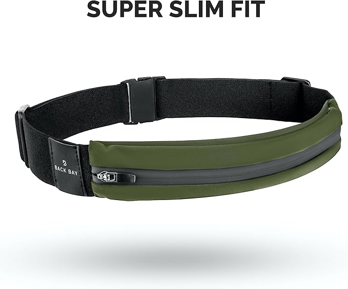 Back Bay Slim Running Belt for Women & Men [Fits ALL Phones], Runners Fanny Pack for Men, Money Belt, Running Gear Gift, Waist Bag Workout Gear, iPhone Runner's Phone Holder Waist Pack-StrideForce Fitness