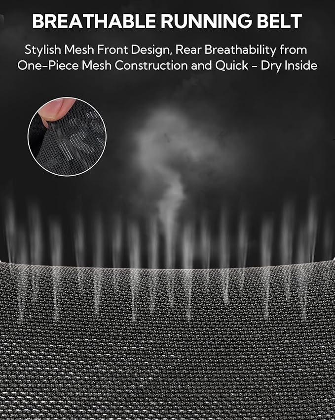 WATERFLY Running Belt Fanny Pack: Breathable 3 Pocket Waist Bag for Men Women Workout Exercise Fitness Phone Holder Fits ALL Phones - Runner Marathon Jogging Race Belt With Bib Clip Black-StrideForce Fitness