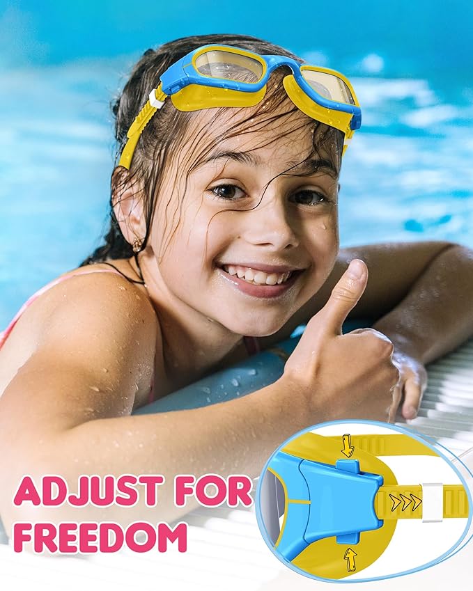 Kids Swim Goggles,Swimming Goggles for Kids 6-14, Anti-Fog UV Protection Pool Glasses for Boys Girls-StrideForce Fitness