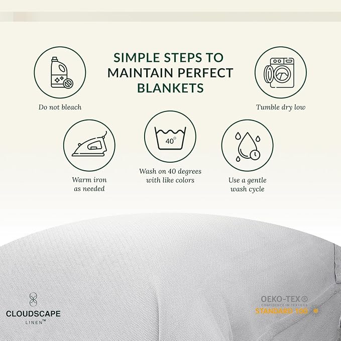 Cloud Scape Linen 100% Cotton Blanket King Size for Bed – Lightweight Summer Blanket, Herringbone Weave,fits California King Size Bed, 92x108,White-StrideForce Fitness