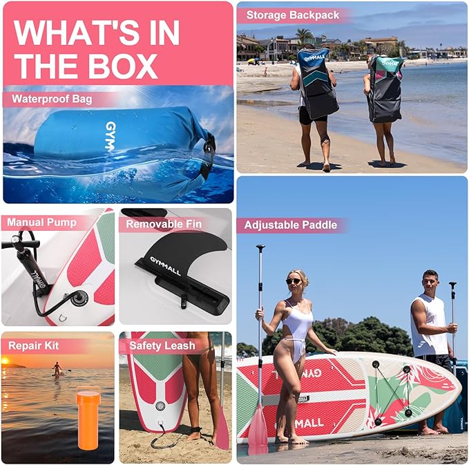 Paddle Board, Inflatable Stand Up SUP Paddle Boards for Adults & Youths of All Skill Levels, Wide & Non-Slip Deck Design Blow Up Paddleboards with Premium Accessories & Storage Bag-StrideForce Fitness