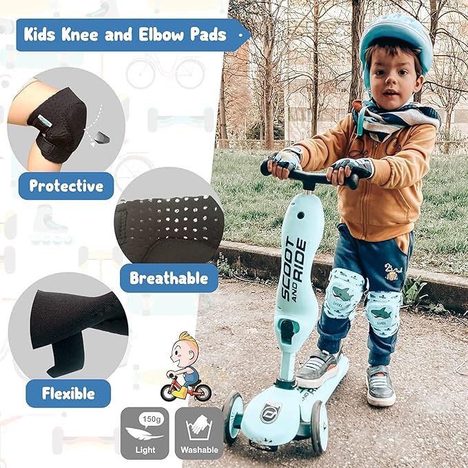 Soft-Style Kids Knee and Elbow Pads with Bike Gloves, Flexible Impact-Resistant Gear for Ages 2-11, Designed for Balance Bikes, Roller-Skating, and Skateboarding-StrideForce Fitness