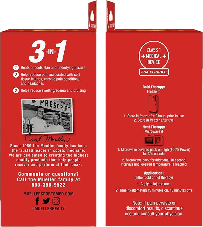 MUELLER Sports Medicine Reusable Fabric Cold & Hot Pack, Ice Pack for Injuries and Pain Relief, Blue-StrideForce Fitness