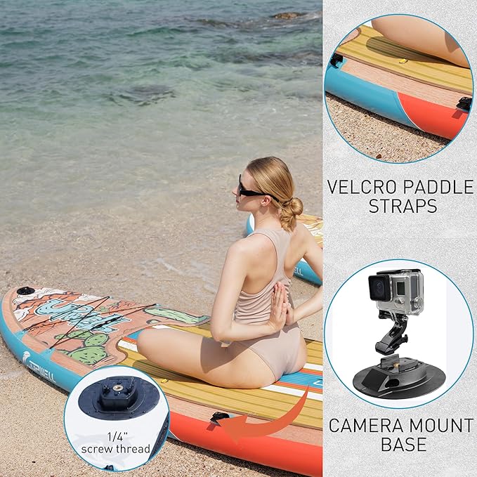 UPWELL 11’6”/11'2”/11'/10'8”/10'6”/10'2” Inflatable Stand Up Paddle Board with sup Accessories Including Backpack, Repairing Kits, Non-Slip Deck, Leash, 3 Fins, Paddle and Hand Pump-StrideForce Fitness