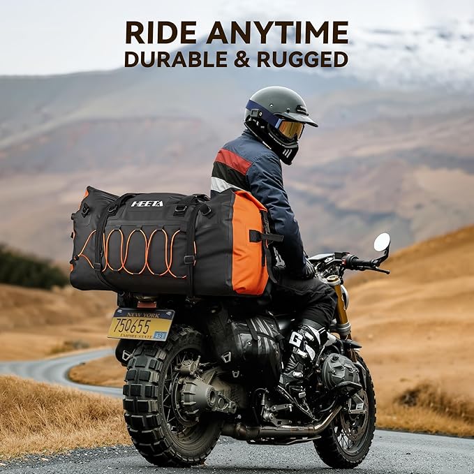 HEETA Waterproof Duffel Bag Motorcycle Dry Bag Backpack, 60L/80L Extra Large Rolltop Travel Duffle Bags with Straps & Handles for Kayaking Rafting Boating Canoeing Camping Gym Beach Cruise Ship-StrideForce Fitness