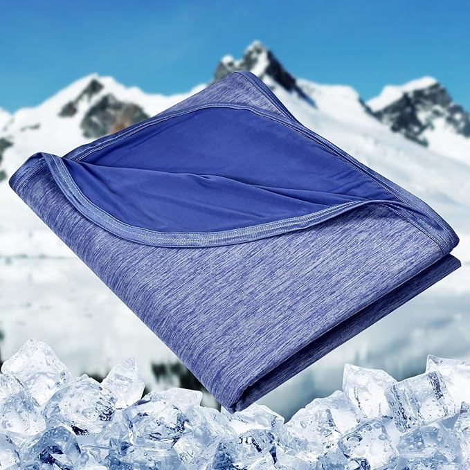 HOMFINE Cooling Blankets for Hot Sleepers - Summer Blanket Thin Lightweight Breathable Soft Double Side Enhanced Cooling for Bed Couch Sofa, Keep Cool for Night Sweats (Dark Blue, 60 x 80 inches)-StrideForce Fitness