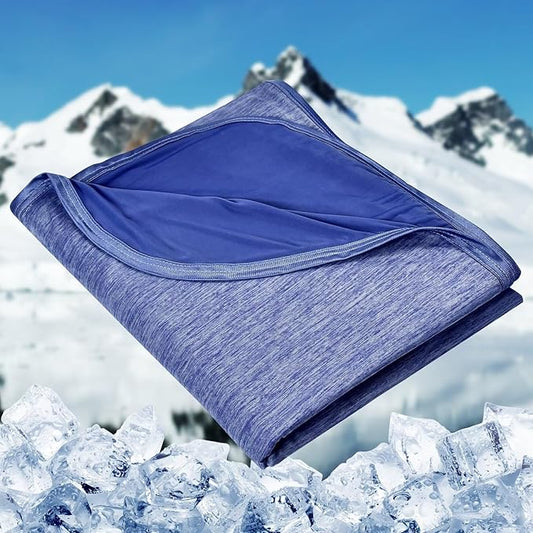 HOMFINE Cooling Blankets for Hot Sleepers - Summer Blanket Thin Lightweight Breathable Soft Double Side Enhanced Cooling for Bed Couch Sofa, Keep Cool for Night Sweats (Dark Blue, 50 x 70 inches)-StrideForce Fitness