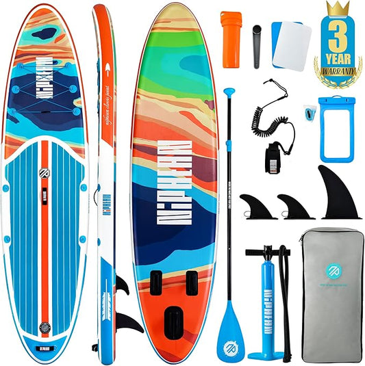 Niphean Inflatable Stand Up Paddle Board with SUP Accessories, Anti-Slip EVA Deck, 10’6’’ Inflatable Paddle Boards for Adults & Youth of All Skill Levels-StrideForce Fitness