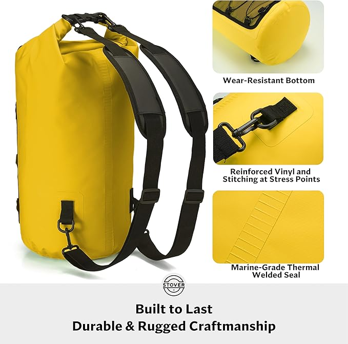STOVER 5/10/25/30/40/55L Waterproof Backpack- Floating Dry Bag for Kayaking, Travel, Beach, Hiking, & Camping, Men/Women-StrideForce Fitness
