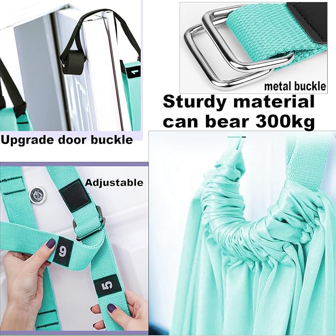 Tchrules Leg Stretcher Strap, Backbend Training Belt with Door Anchor, Flexibility Trainer Stretching Equipment Assist Stretch Strap for Fitness Gymnastics Dance Aerial Yoga Ballet-StrideForce Fitness