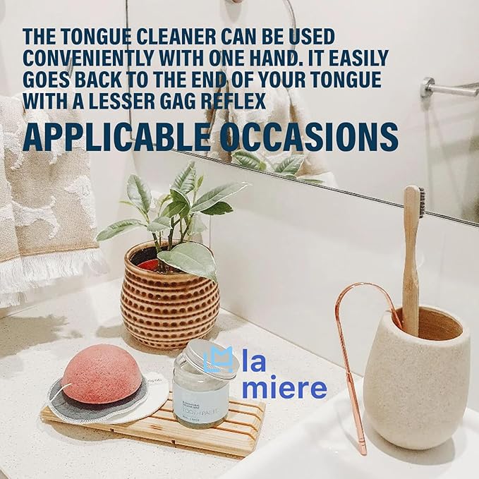 Pure Rose Gold Tongue Scraper for Adults - Oral Care & Hygiene Natural Tongue Cleaner for Fresher Breath - Tongue Scraper (2 Piece/Pack)