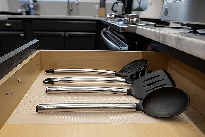 CatTongue Grips Non-Adhesive Anti-Slip Mat - Multi-Purpose Non-Slip Pad For Chefs & Home Cooks - Ideal Cutting Board Mat & Drawer Liner - Kitchen Essentials For Safety (Black, 8” x 12”)