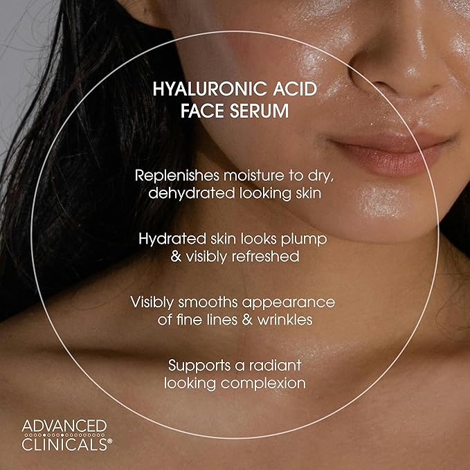 Advanced Clinicals Hyaluronic Acid Moisturizer Body Cream + Hyaluronic Acid Serum 2PC Skin Care Set | Face Serum & Body Lotion Help Diminish Appearance Of Wrinkles, Fine Lines, & Dry Skin, 2PC Bundle-StrideForce Fitness