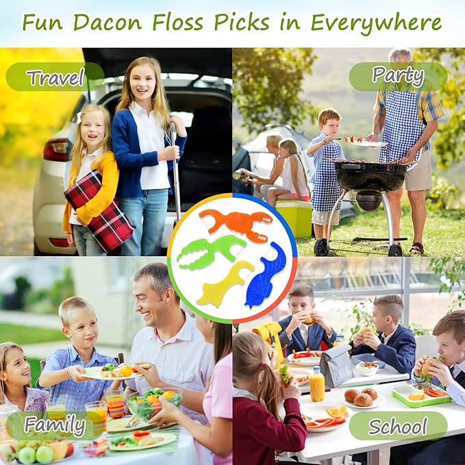 Kids Flossers, Kids Dental Floss Picks Without Fluoride, Unflavored, 4 Colors Ocean Animals Shaped Makes Flossing Fun, 50 Count (Pack of 2)